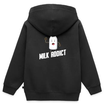 Milk raw milk whole milk - Kids Premium Organic Zip-up Hoodie - black - Back - AI Model Kid Male (0cm)
