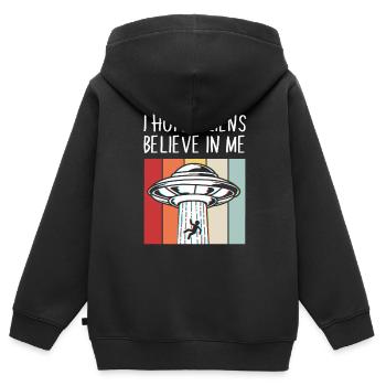 Alien - Kinder Premium Organic Zip Hoodie - Schwarz - Hinten - AI Model Kid Male (0cm)