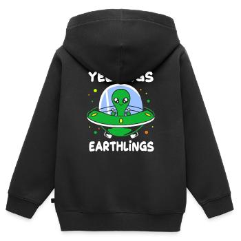Alien - Kinder Premium Organic Zip Hoodie - Schwarz - Hinten - AI Model Kid Male (0cm)