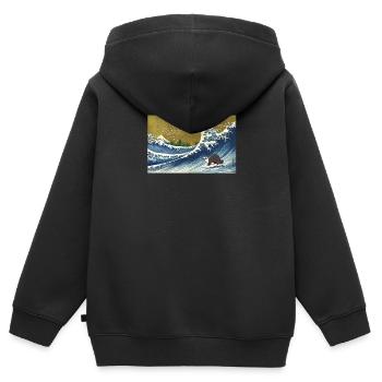 Furet - Sweat Premium à capuche zippé enfant bio - noir - Dos - AI Model Kid Male (0cm)