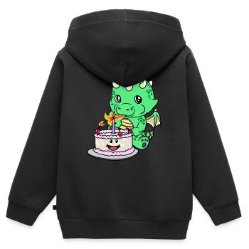 Dragon Baby Birthday Cake Congratulations KInd - Kids Premium Organic Zip-up Hoodie - black - Back - AI Model Kid Male (0cm)