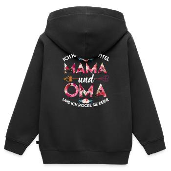 Oma - Kinder Premium Organic Zip Hoodie - Schwarz - Hinten - AI Model Kid Male (0cm)