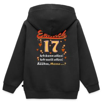 ENDLICH 17 - Kinder Premium Organic Zip Hoodie - Schwarz - Hinten - AI Model Kid Male (0cm)