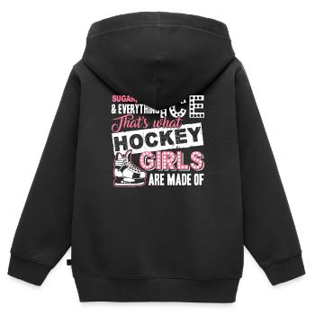 Eishockey Eishockey Mädchen - Kinder Premium Organic Zip Hoodie - Schwarz - Hinten - AI Model Kid Male (0cm)
