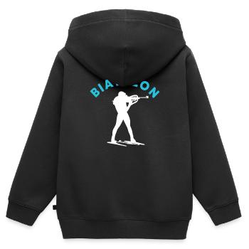 Biathlon - Kinder Premium Organic Zip Hoodie - Schwarz - Hinten - AI Model Kid Male (0cm)