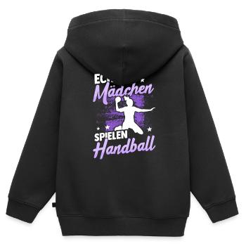 Echte Mädchen Spielen Handball Sport Handballerin - Kinder Premium Organic Zip Hoodie - Schwarz - Hinten - AI Model Kid Male (0cm)