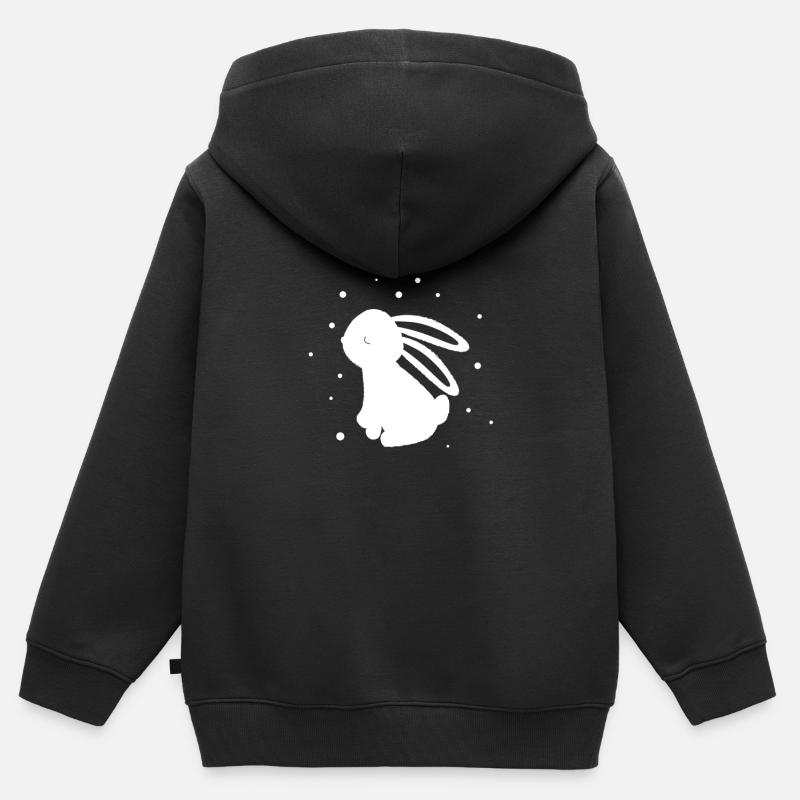 lapin doux - lapin doux / amoureux des animaux - Sweat Premium à capuche zippé enfant bio - noir