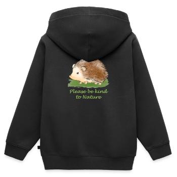Naturschutz Igel - Kinder Premium Organic Zip Hoodie - Schwarz - Hinten - AI Model Kid Male (0cm)