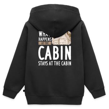 Cabane de montagne refuge chalet cabane en bois - Sweat Premium à capuche zippé enfant bio - noir - Dos - AI Model Kid Male (0cm)