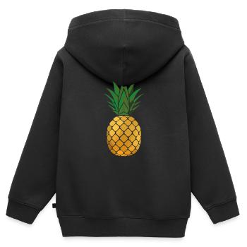 Ananas - Sweat Premium à capuche zippé enfant bio - noir - Dos - AI Model Kid Male (0cm)