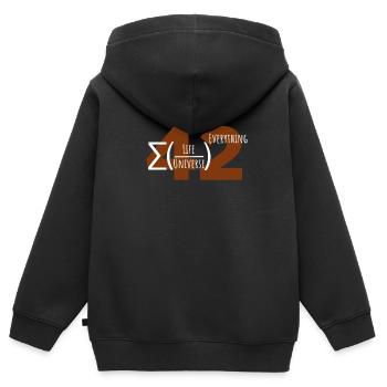 42 ist die Antwort Answer - Kinder Premium Organic Zip Hoodie - Schwarz - Hinten - AI Model Kid Male (0cm)