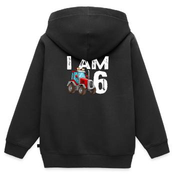 6th birthday children tractor 6 years old - Kids Premium Organic Zip-up Hoodie - black - Back - AI Model Kid Male (0cm)