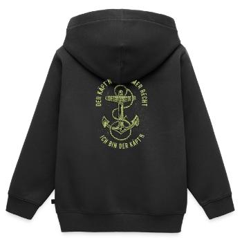 Der Käpt'n hat immer Recht - Ich bin der Käpt'n - Kinder Premium Organic Zip Hoodie - Schwarz - Hinten - AI Model Kid Male (0cm)