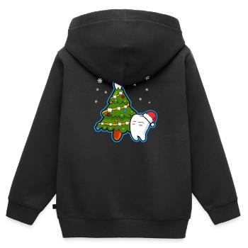 Dentiste Dents Sapins Noël Dentist - Sweat Premium à capuche zippé enfant bio - noir - Dos - AI Model Kid Male (0cm)