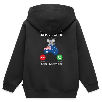 Australien is Calling Urlaub Geschenk - Kinder Premium Organic Zip Hoodie - Schwarz - Hinten - AI Model Kid Male (0cm)