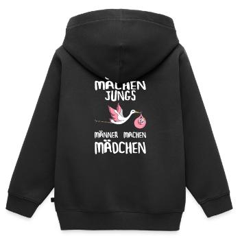 Jungs machen Jungs Männer machen Mädchen Werdender - Kinder Premium Organic Zip Hoodie - Schwarz - Hinten - AI Model Kid Male (0cm)