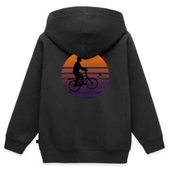 Radballer - Kinder Premium Organic Zip Hoodie - Schwarz - Hinten - AI Model Kid Male (0cm)