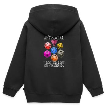Je ne suis pas anti-social, je suis sur Charisma RPG - Sweat Premium à capuche zippé enfant bio - noir - Dos - AI Model Kid Male (0cm)
