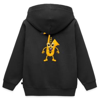 Saxofon - Kinder Premium Organic Zip Hoodie - Schwarz - Hinten - AI Model Kid Male (0cm)