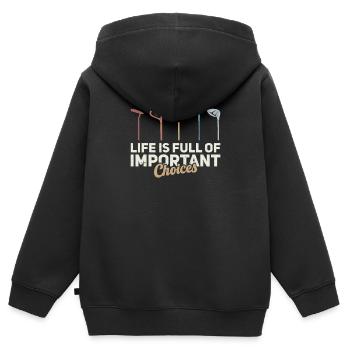 La vie est pleine de choix importants. - Sweat Premium à capuche zippé enfant bio - noir - Dos - AI Model Kid Male (0cm)