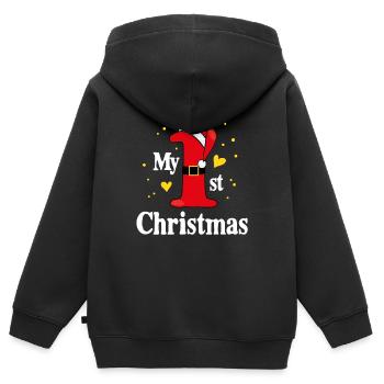 1er premier cadeau de noël fille garçon mignon - Sweat Premium à capuche zippé enfant bio - noir - Dos - AI Model Kid Male (0cm)