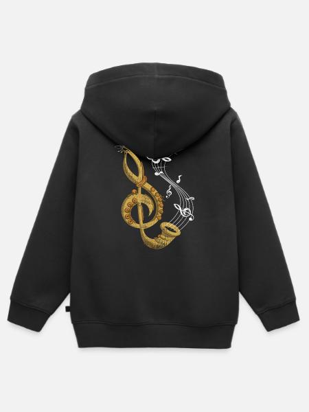 Saxophon Musik - Kinder Premium Organic Zip Hoodie - Schwarz