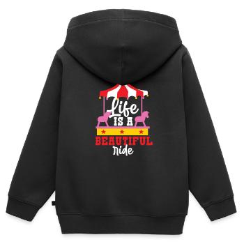 Fête foraine des chevaux de carrousel - Sweat Premium à capuche zippé enfant bio - noir - Dos - AI Model Kid Male (0cm)