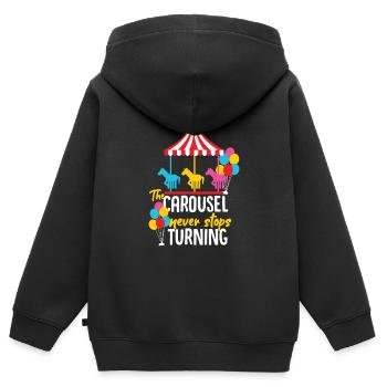 Karussell Kirmes Geschenkidee - Kinder Premium Organic Zip Hoodie - Schwarz - Hinten - AI Model Kid Male (0cm)