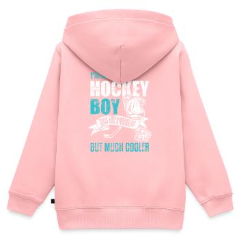 Garçon de hockey - Sweat Premium à capuche zippé enfant bio - rose - Dos - AI Model Kid Female (0cm)