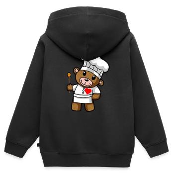 Koch Teddy Chefkoch Restaurant Berufe kochen - Kinder Premium Organic Zip Hoodie - Schwarz - Hinten - AI Model Kid Male (0cm)