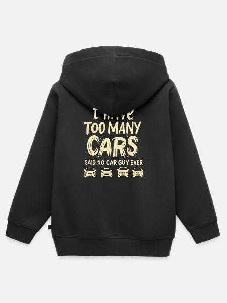 CAR GUY : Too Many Cars - Premium børne zip-hættetrøje økologisk - sort