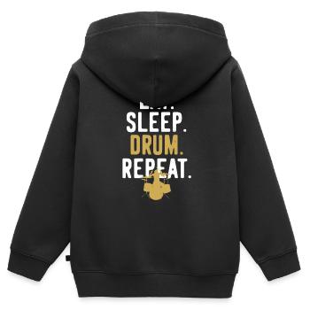 Répétition du batteur de batterie - Sweat Premium à capuche zippé enfant bio - noir - Dos - AI Model Kid Male (0cm)