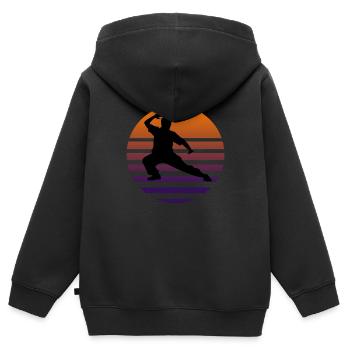 Silhouette de Tai Chi - Sweat Premium à capuche zippé enfant bio - noir - Dos - AI Model Kid Male (0cm)