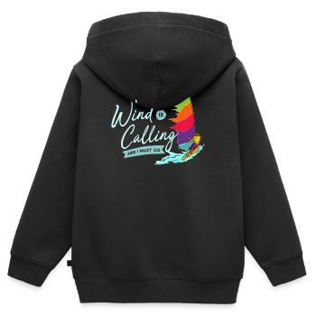 Planche à voile planche de surf planche à voile - Sweat Premium à capuche zippé enfant bio - noir - Dos - AI Model Kid Male (0cm)