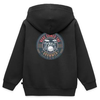 Drummer Schlagzeuger - Kinder Premium Organic Zip Hoodie - Schwarz - Hinten - AI Model Kid Male (0cm)