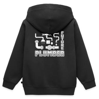 Plombier futur plombier - Sweat Premium à capuche zippé enfant bio - noir - Dos - AI Model Kid Male (0cm)
