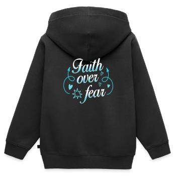 La foi sur la peur - Sweat Premium à capuche zippé enfant bio - noir - Dos - AI Model Kid Male (0cm)
