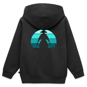 Samurai silhouette - Kids Premium Organic Zip-up Hoodie - black - Back - AI Model Kid Male (0cm)