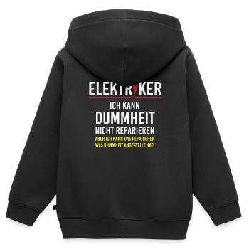 Elektriker I Lustiger Spruch I Arbeit Fun - Kinder Premium Organic Zip Hoodie - Schwarz - Hinten - AI Model Kid Male (0cm)