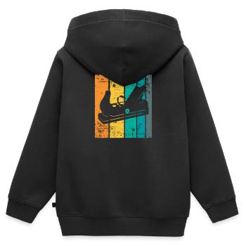 Planer vintage motif menuisier charpentier artisan - Sweat Premium à capuche zippé enfant bio - noir - Dos - AI Model Kid Male (0cm)