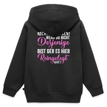 Schwanger Schwangerschaft Babybauch - Kinder Premium Organic Zip Hoodie - Schwarz - Hinten - AI Model Kid Male (0cm)