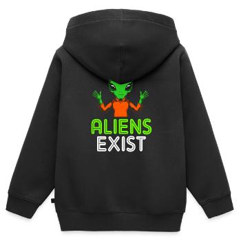 Alien - Kinder Premium Organic Zip Hoodie - Schwarz - Hinten - AI Model Kid Male (0cm)