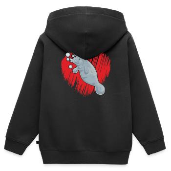 Manatee Love Manatee - Kids Premium Organic Zip-up Hoodie - black - Back - AI Model Kid Male (0cm)