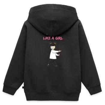 Fan de Qi Gong fille fille Qi Gong - Sweat Premium à capuche zippé enfant bio - noir - Dos - AI Model Kid Male (0cm)
