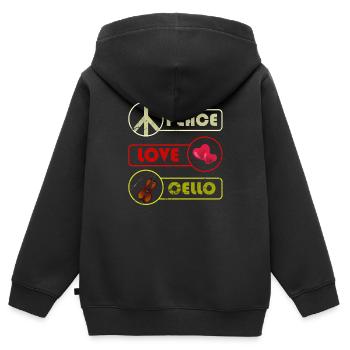 violoncelle - Sweat Premium à capuche zippé enfant bio - noir - Dos - AI Model Kid Male (0cm)