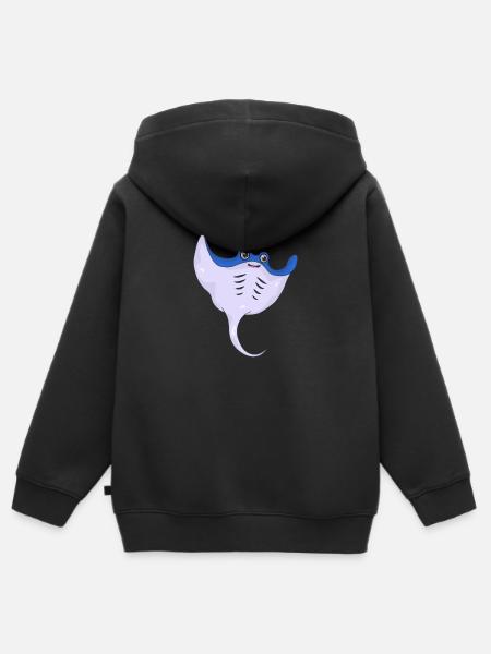 Rochen - Kinder Premium Organic Zip Hoodie - Schwarz