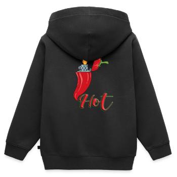Lustige Peperoni mit Feuerzeug Chilischote Chili - Kinder Premium Organic Zip Hoodie - Schwarz - Hinten - AI Model Kid Male (0cm)