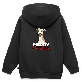 Merry Christmas Whippet Hundeliebhaber Geschenk - Kinder Premium Organic Zip Hoodie - Schwarz - Hinten - AI Model Kid Male (0cm)