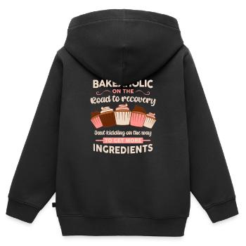 Baker Konditor Lustige Bakeholic Backen Sprichwort - Kinder Premium Organic Zip Hoodie - Schwarz - Hinten - AI Model Kid Male (0cm)