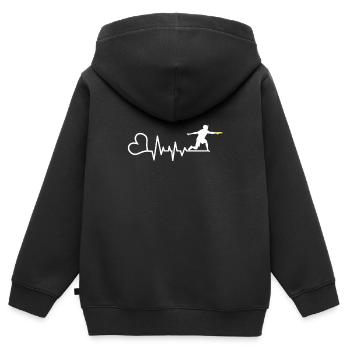 Frisbee - Kinder Premium Organic Zip Hoodie - Schwarz - Hinten - AI Model Kid Male (0cm)
